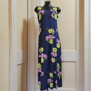 Nina Leonard Floral Maxi Jersey Dress Women's Size MP
